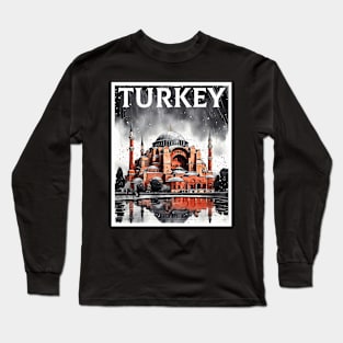 Hagia Sophia Mosque Turkey Rainy Day Vintage Retro Travel Tourism Long Sleeve T-Shirt